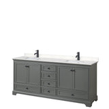 Wyndham Collection Deborah 80-in Dark Gray Double Sink Bathroom Vanity with White Carrara Natural Marble Top