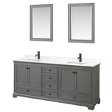 Wyndham Collection Deborah 80-in Dark Gray Double Sink Bathroom Vanity with White Carrara Natural Marble Top