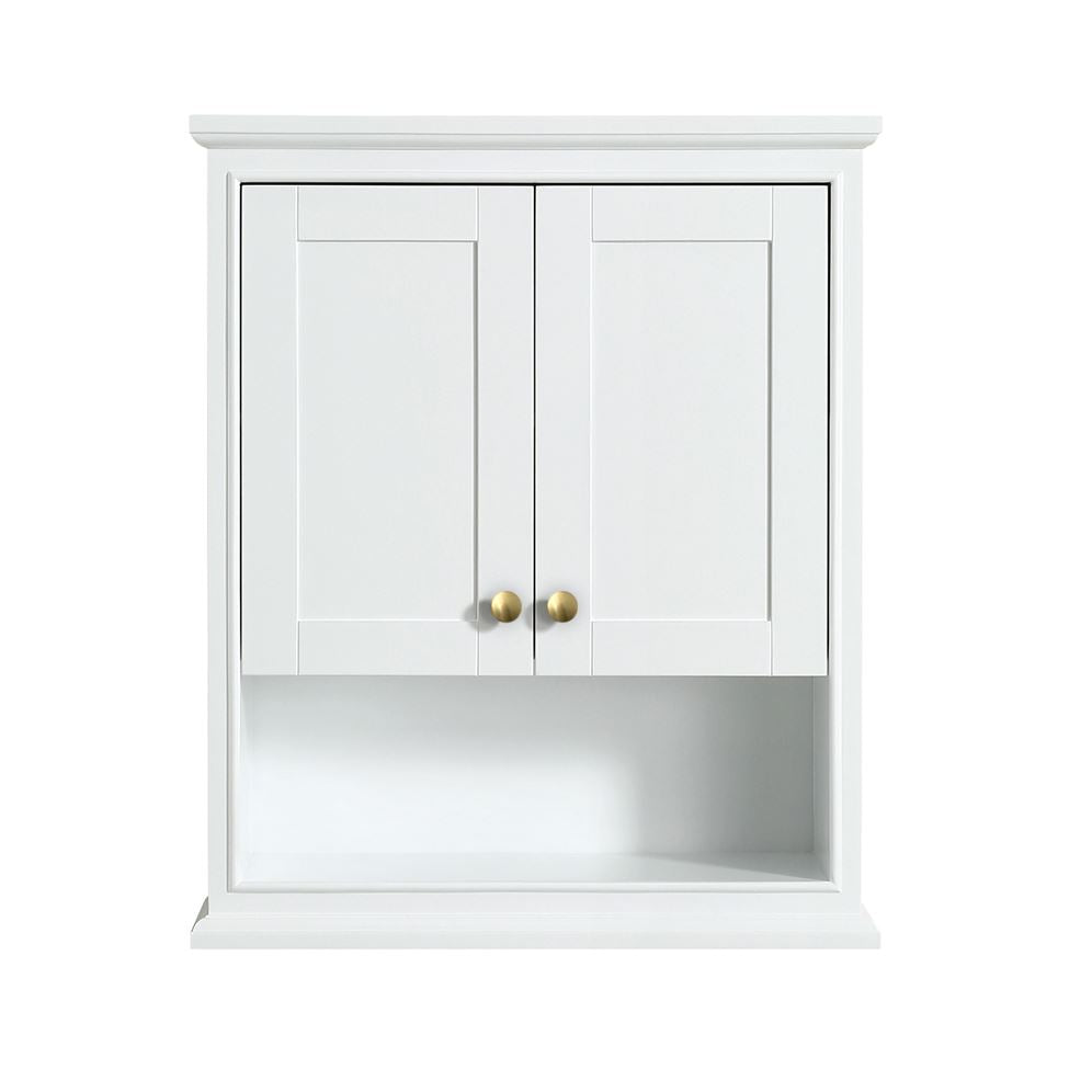 Wyndham Collection Deborah 25-in W x 30-in H x 9-in D White Bathroom Wall Cabinet