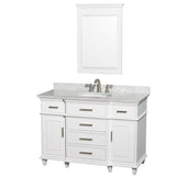 Wyndham Collection Berkeley 48-in White Bathroom Vanity Cabinet with Mirror
