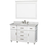 Wyndham Collection Berkeley 48-in White Bathroom Vanity Cabinet with Mirror