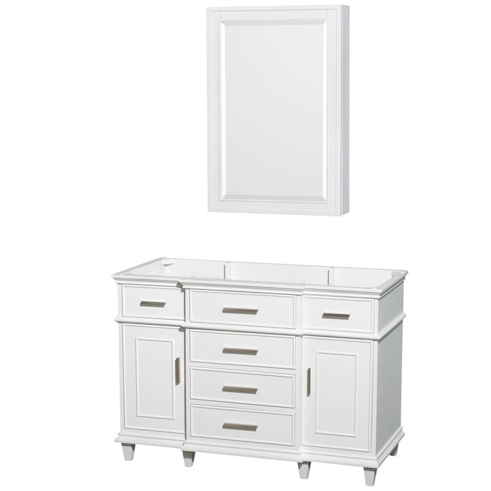Wyndham Collection Berkeley 48-in White Bathroom Vanity Cabinet with Mirror