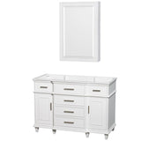 Wyndham Collection Berkeley 48-in White Bathroom Vanity Cabinet with Mirror