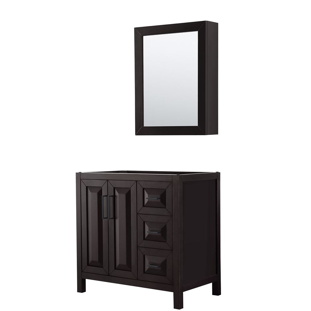Wyndham Collection Daria 36-in Dark Gray Bathroom Vanity Cabinet with Mirror