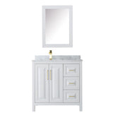 Wyndham Collection Daria 36-in White Bathroom Vanity Cabinet with Mirror