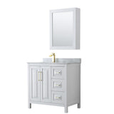 Wyndham Collection Daria 36-in White Bathroom Vanity Cabinet with Mirror