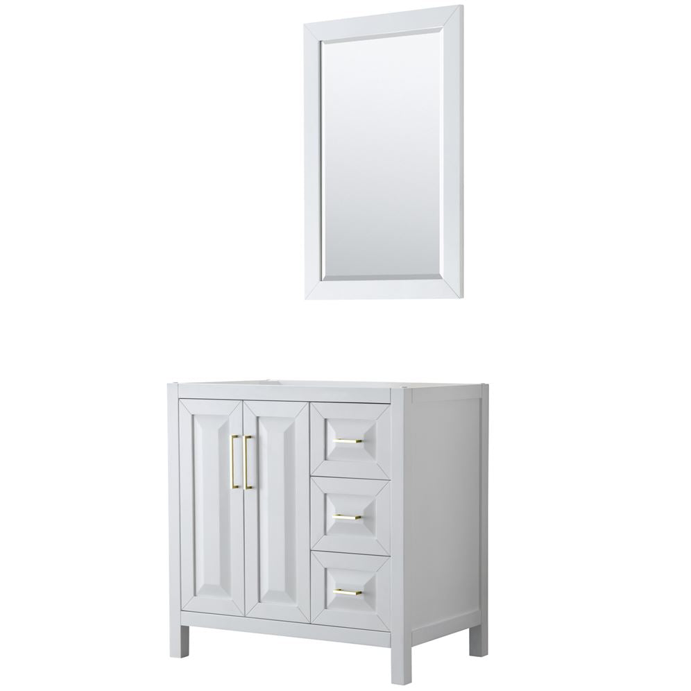 Wyndham Collection Daria 36-in White Bathroom Vanity Cabinet with Mirror