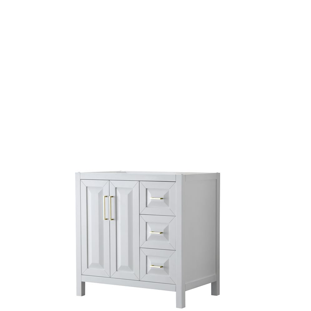 Wyndham Collection Daria 36-in White Bathroom Vanity Cabinet with Mirror