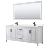 Wyndham Collection Daria 80-in White Double Sink Bathroom Vanity with White Carrara Marble Natural Marble Top (Mirror Included)