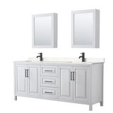 Wyndham Collection Daria 80-in White Double Sink Bathroom Vanity with White Carrara Marble Natural Marble Top (Mirror Included)