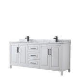 Wyndham Collection Daria 80-in White Double Sink Bathroom Vanity with White Carrara Marble Natural Marble Top (Mirror Included)