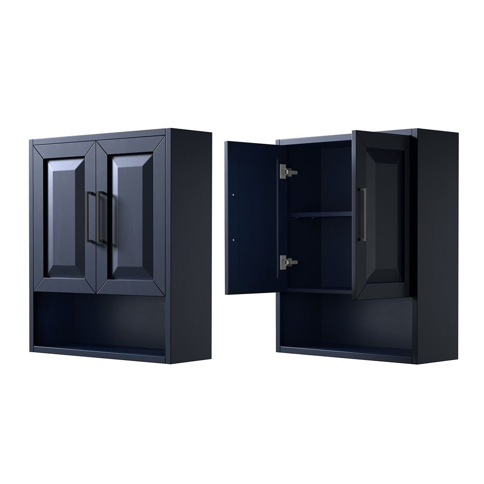 Wyndham Collection Daria 25"W x 9"D Dark Blue Over-the-Toilet Wall Storage Cabinet