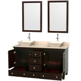 Wyndham Collection Acclaim 60-in Espresso Double Sink Bathroom Vanity with Ivory Natural Marble Top