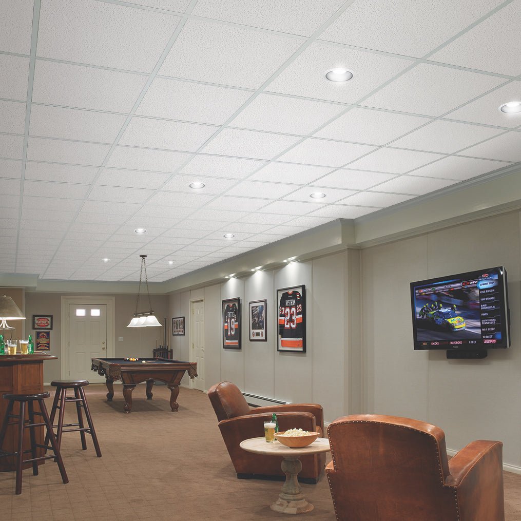 Armstrong Ceilings FISSURED 48-in x 24-in Mineral Fiber Drop Acoustic Ceiling Tiles, 12-Pack, 15/16-in Grid, White