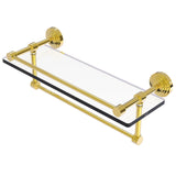 Allied Brass 16 in. L x 5 in. H x 5 in. W Gallery Clear Glass Bathroom Shelf with Towel Bar, Polished Nickel