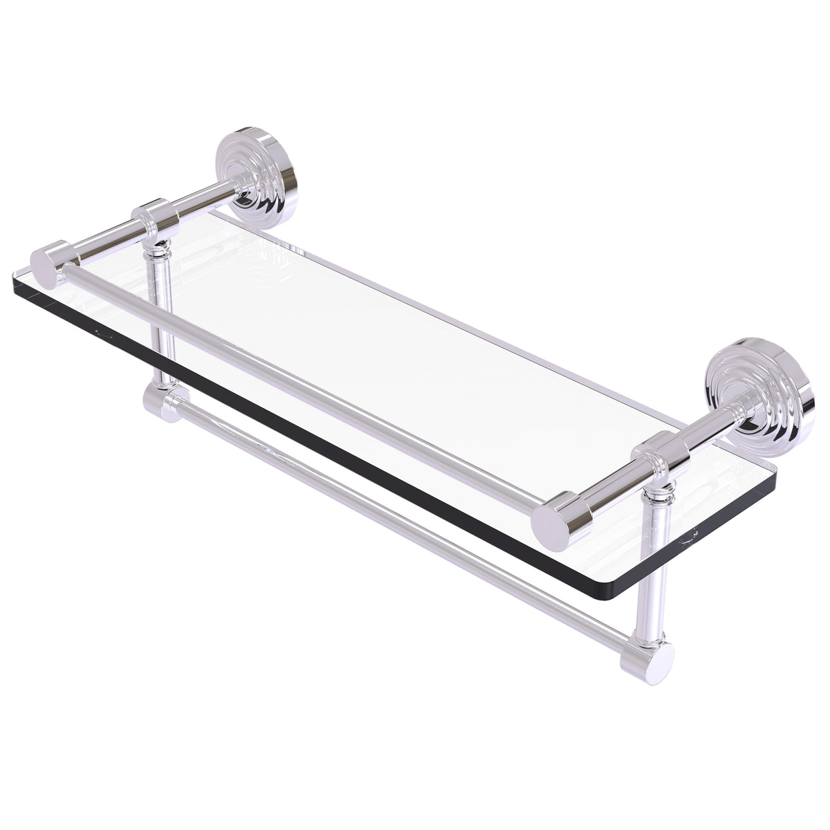 Allied Brass 16 in. x 5 in. x 5 in. Clear Glass Bathroom Shelf with Towel Bar – Oil Rubbed Bronze
