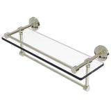 Allied Brass 16 in. L x 5 in. H x 5 in. W Gallery Clear Glass Bathroom Shelf with Towel Bar, Polished Nickel