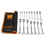 WEN WR162 Professional-Grade Reversible Ratcheting Metric Combination Wrench Set with Storage Pouch (16-Piece)