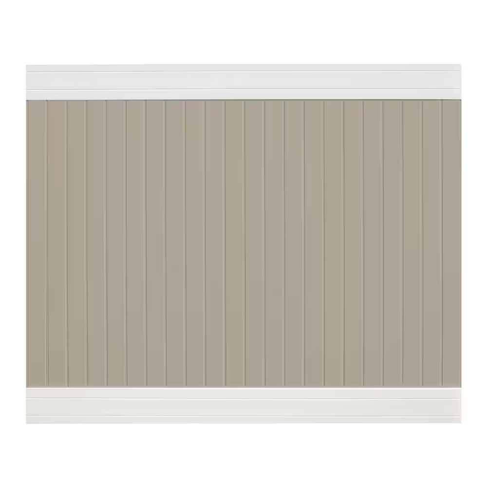 Wexford 6 ft. x 8 ft. Tan and White Vinyl Fence Panel