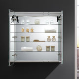 Spazio 36 in. W x 36 in. H Recessed or Surface Mount Medicine Cabinet with LED Lighting and Mirror Defogger - Super Arbor
