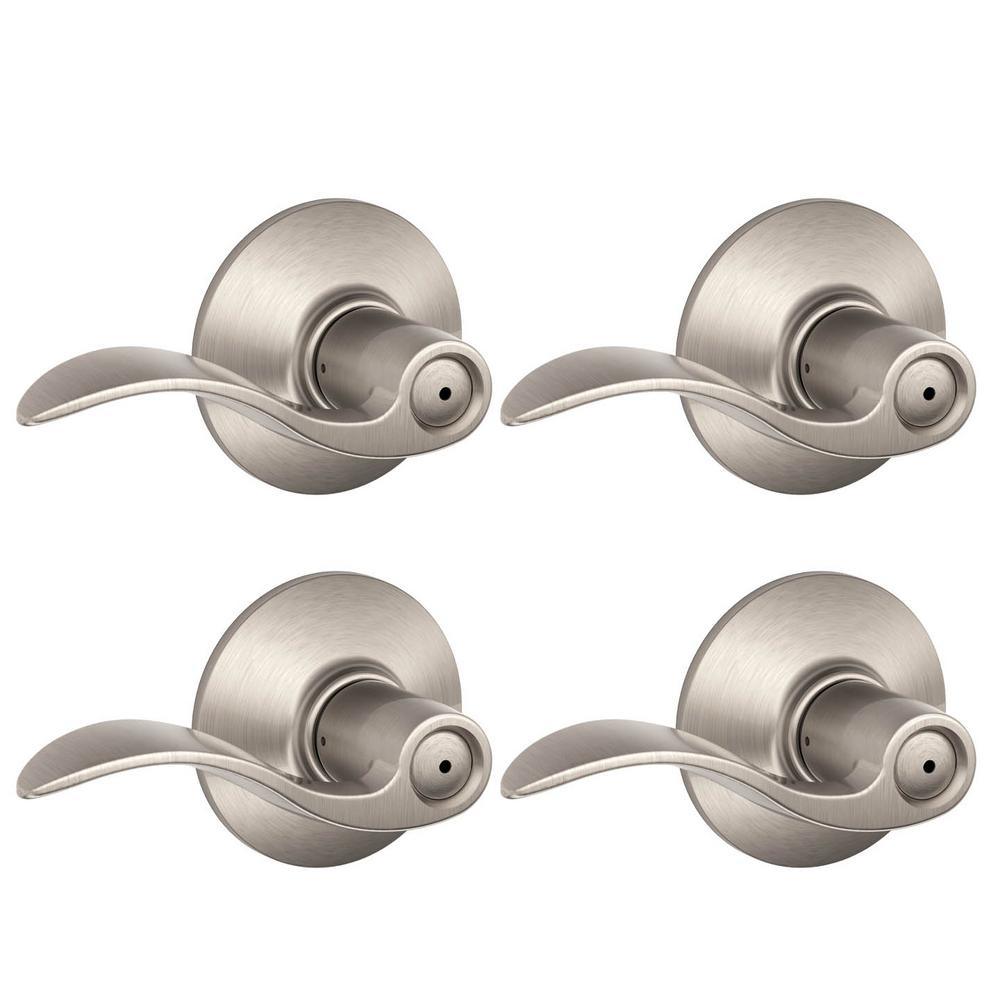 Accent Satin Nickel Privacy Bed/Bath Door Lever (2-Pack) - Super Arbor
