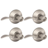 Accent Satin Nickel Privacy Bed/Bath Door Lever (2-Pack) - Super Arbor