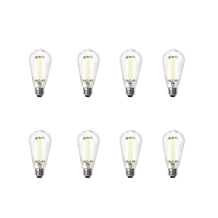 Feit Electric 60-Watt Equivalent ST19 Dimmable LED Clear Glass Vintage Edison Light Bulb With Straight Filament Bright White (8-Pack)