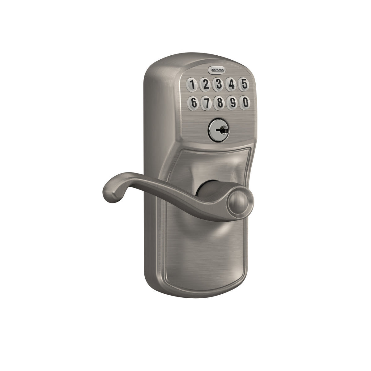 Schlage Plymouth Aged Bronze Keypad Lever with Flair Lever, Flex-Lock Electronic Door Lock