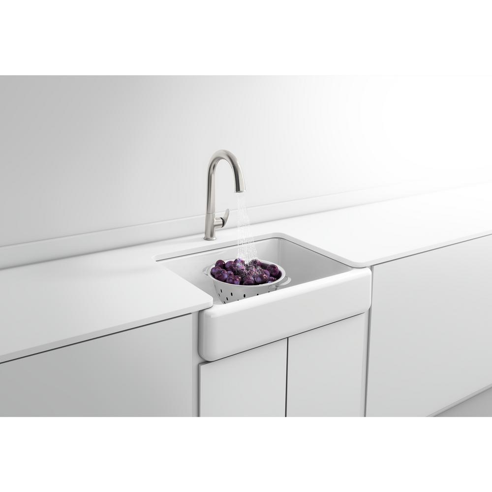 Whitehaven Farmhouse Apron Front Self-Trimming Cast Iron 30 in. Single Bowl Kitchen Sink in White - Super Arbor