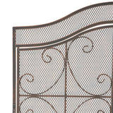 Pendleton Modern Black and Copper Three Panel Iron Fire Screen with Door - Super Arbor