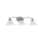Andenne 3-Light Brushed Nickel Vanity Light with Bell Shaped Marbleized Glass Shades