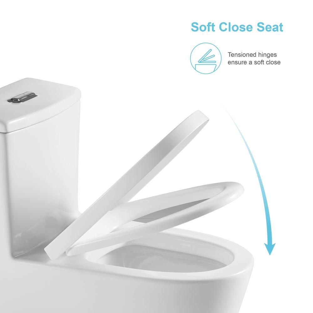 1-Piece Dual Flush 1.2 GPF/0.8 GPF Elongated High Efficiency Skirted Toilet All-in-One Toilet in White Seat Included - Super Arbor
