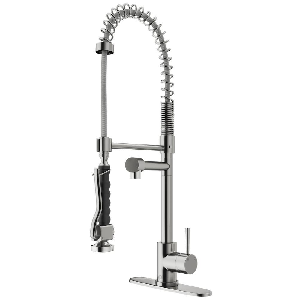 Zurich Single-Handle Pull-Down Sprayer Kitchen Faucet with Deck Plate in Matte Black - Super Arbor