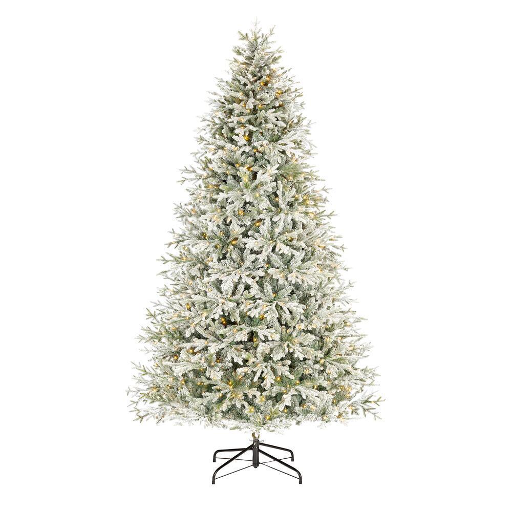 7.5 ft Kenwood Flocked Fraser Fir LED Pre-Lit Artificial Christmas Tree with 1000 Warm White Micro Dot Lights - Super Arbor