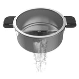 6-Piece Stainless Steel Inductive Pot Set with Straining and Hands-Free Glass Lids
