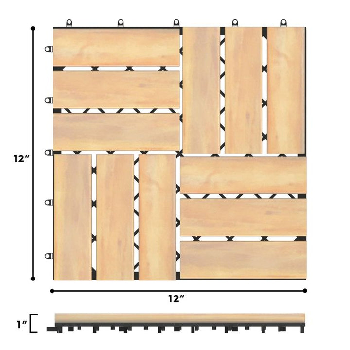 Giantex 40-Piece Acacia Wood Deck Tiles Patio Interlocking Floor Tiles
