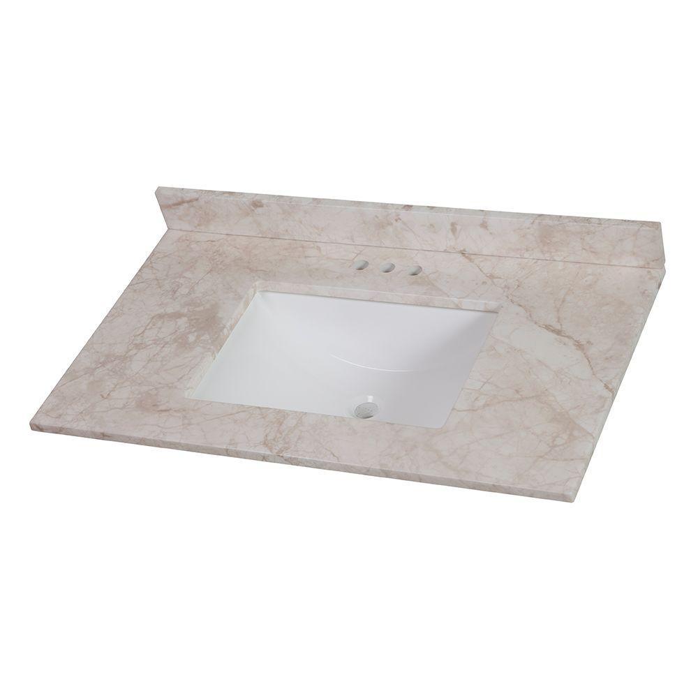 37 in. W x 22 in. D Stone Effects Vanity Top in Cold Fusion with White Sink - Super Arbor