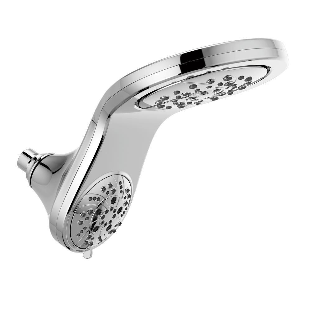 HydroRain Two-in-One 5-Spray 6 in. Double Wall Mount Fixed H2Okinetic Shower Head in Matte Black - Super Arbor
