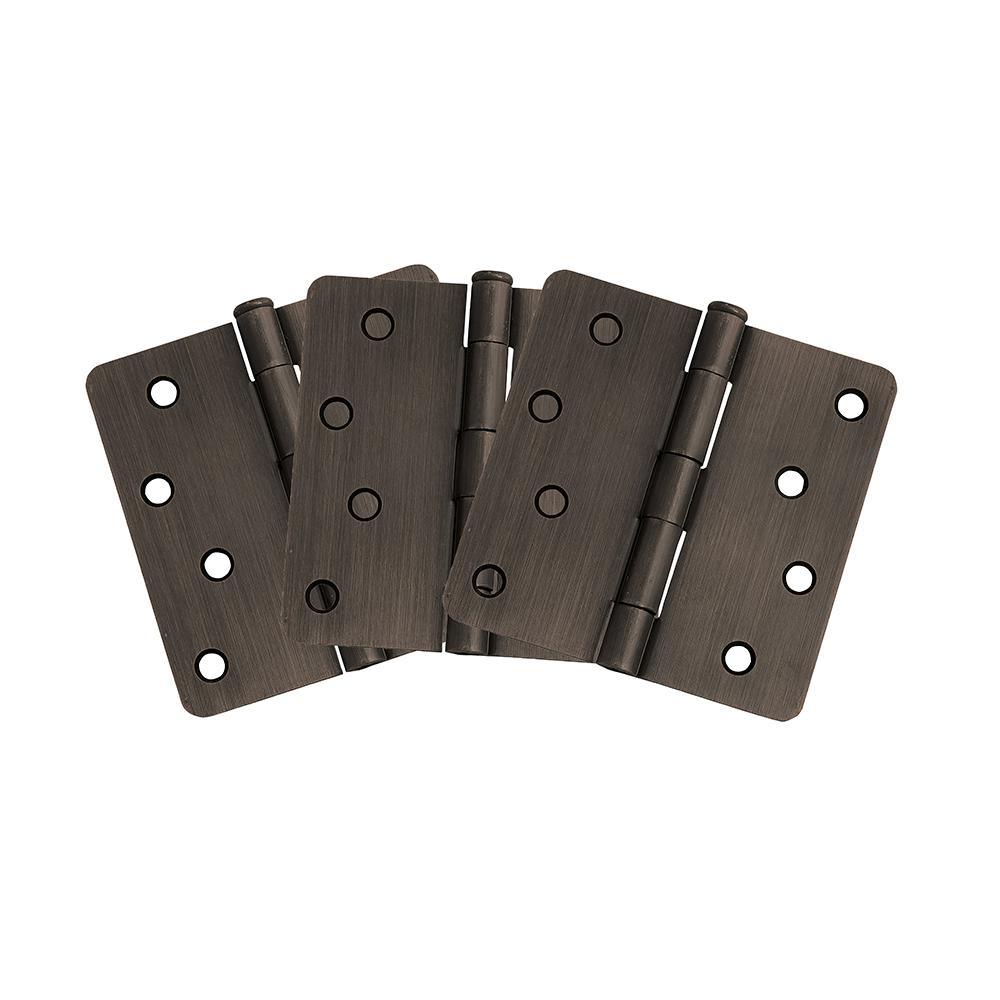 4 in. x 1/4 in. Radius Satin Nickel Door Hinge Value Pack (10 per Pack) - Super Arbor