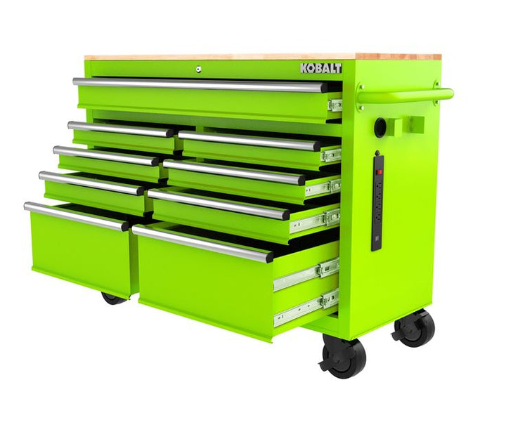 Kobalt 46.1-in L x 37.2-in H 9-Drawers Rolling Green Wood Work Bench