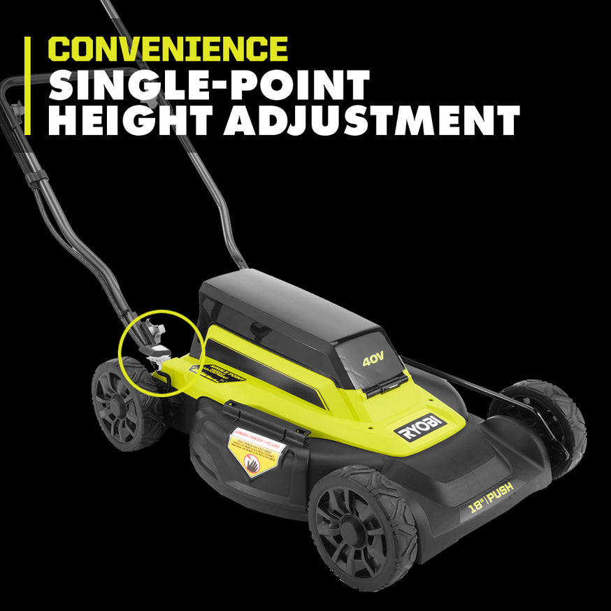 RYOBI 18 in. 40-Volt 2-in-1 Lithium-Ion Cordless Walk-Behind Push Mower with Two 4.0 Ah Batteries and Charger
