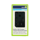 Decora 20 Amp Tamper Resistant Duplex Outlet and 3.6 Amp USB Outlet Charger, Black - Super Arbor
