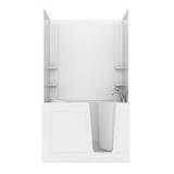 Rampart Nova Heated 5 ft. Walk-in Whirlpool and Air Bathtub with Flat Easy Up Adhesive Wall Surround in White - Super Arbor