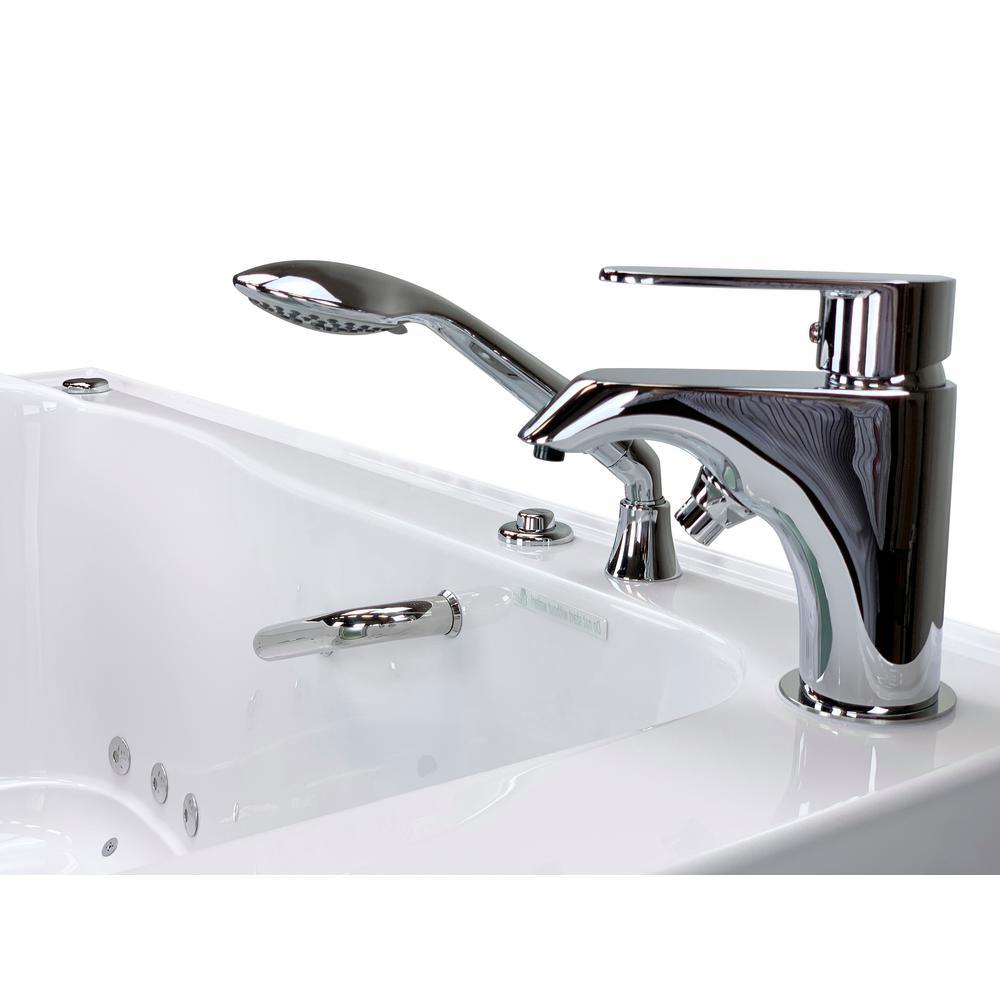 Elite 52 in. Acrylic Walk-In Whirlpool Bathtub in White with Right Door, 2-Piece Fast Fill Faucet and 2 in. Dual Drain - Super Arbor
