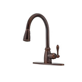 Canton Single-Handle Pull-Down Sprayer Kitchen Faucet in Tuscan Bronze - Super Arbor