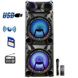 12 in. Rechargeable Double Subwoofer Portable Bluetooth Party Speaker - Super Arbor