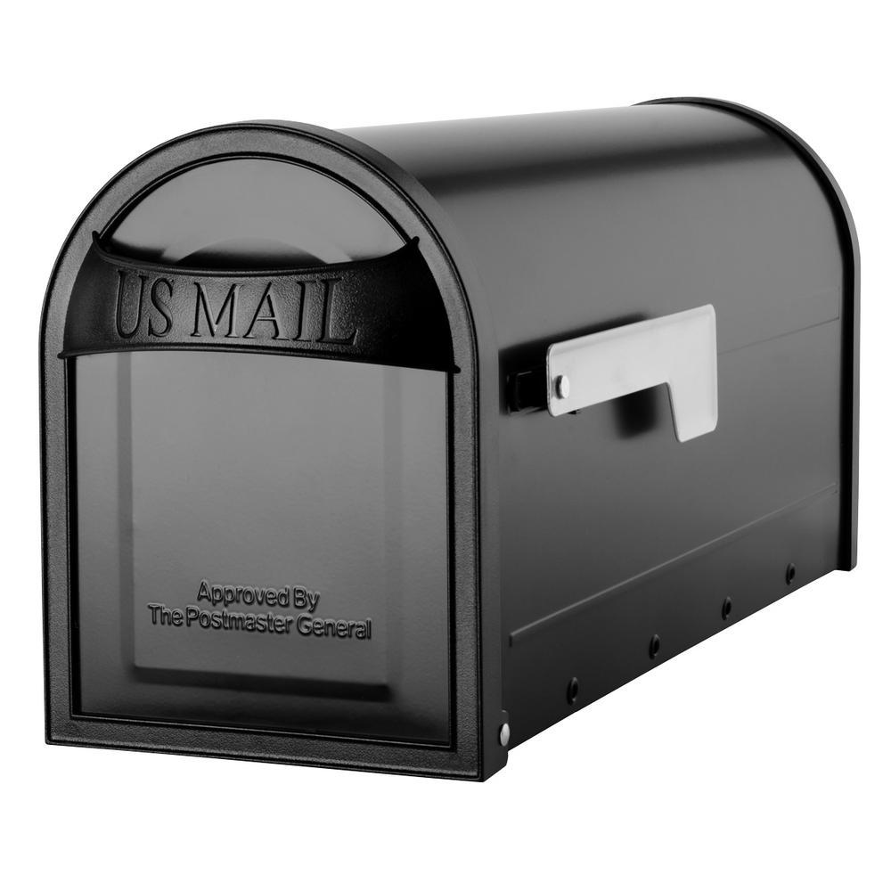 Carlisle Black Post Mount Mailbox with Nickel Flag - Super Arbor