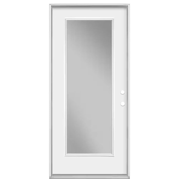 Masonite 36 in. x 80 in. Premium Full Lite Left-Hand Inswing Primed Steel Prehung Front Exterior Door (No Brickmold)