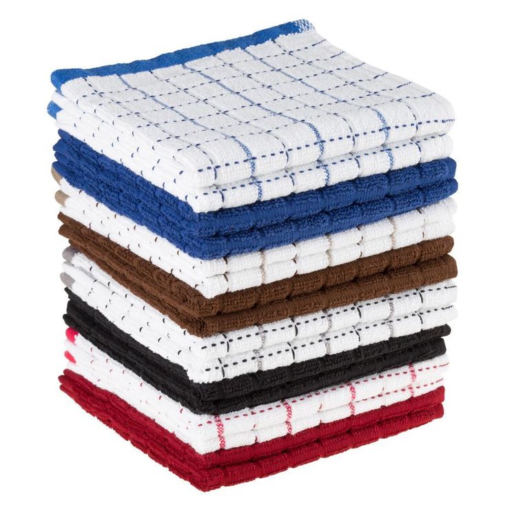 Multi Windowpane Pattern Cotton Kitchen Towels (Set of 16)