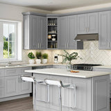 Home Decorators Collection Grayson 18 in. W x 24 in. D x 84 in. H Assembled Plywood Pantry Kitchen Cabinet in Pearl Gray with 4ROT Soft Close RH